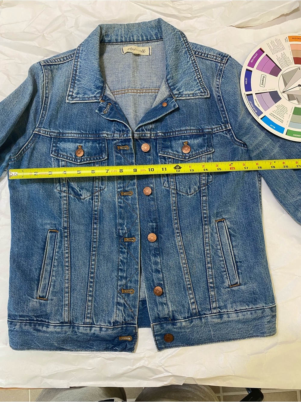 Madewell Medium Blue Denim Jacket with Copper-Tone Buttons
